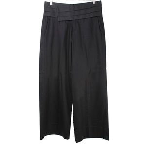 TEVROW + CHASE Wool Wide Leg Satin Waist Dress Pants NWT